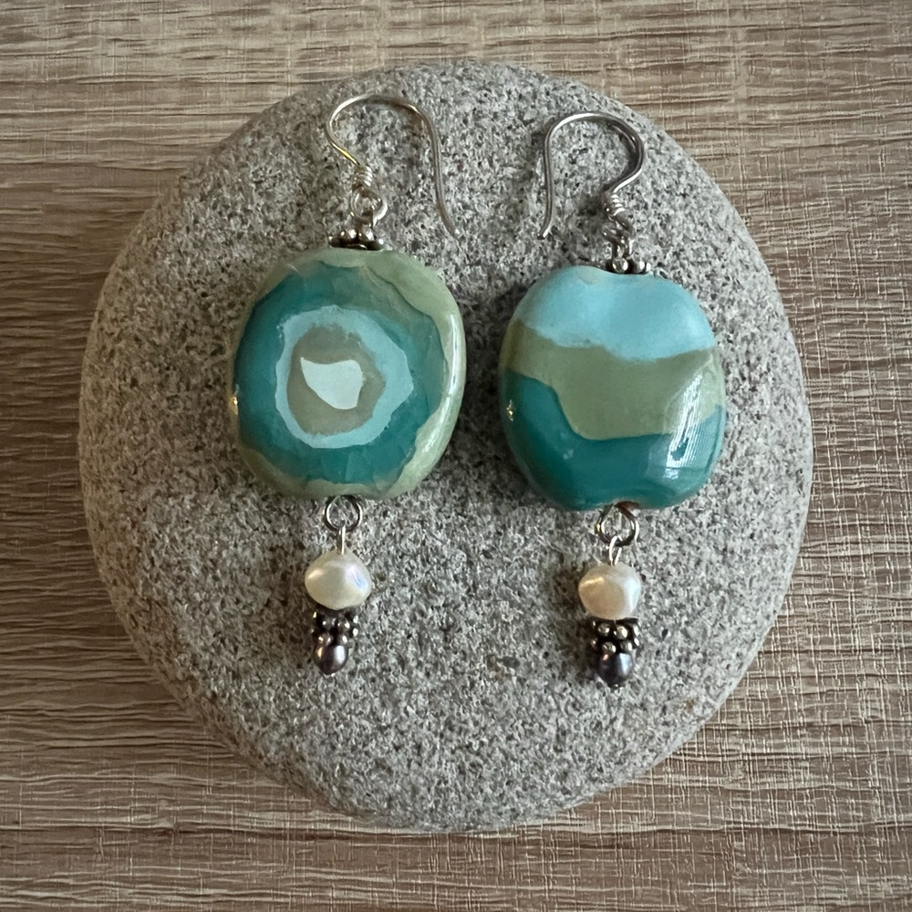 Kazuri bead earrings.